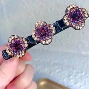 4-LEAF BRAID HAIR CLIPS in Pink & Lilac